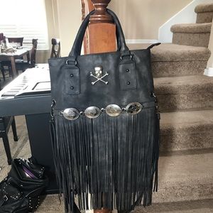 Faux Leather Fringe Bag
